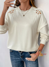 Round Neck Casual Long Sleeve Stitching Top