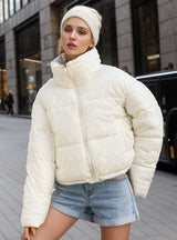 Women Short Rhombic Cotton-padded Jacket