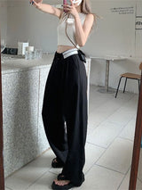 Grey Loose High Waist Straight Trousers Pant