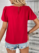 Women Short-sleeved Red Shirt