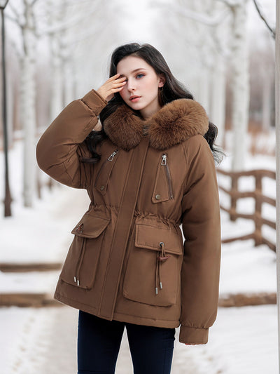 Women Hooded Slim Cotton-padded Down Jacket