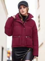 Short Stand-up Collar Loose Zipper Cotton-padded Coat