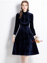 Long Sleeve Velvet Slim Dress