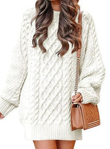 Round Neck Long Sleeves Twisted Sweater