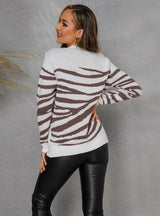 Knitted Striped Vintage Cotton Round Neck Sweater