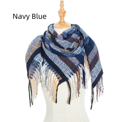 Striped Prickly Fringed Square Scarf