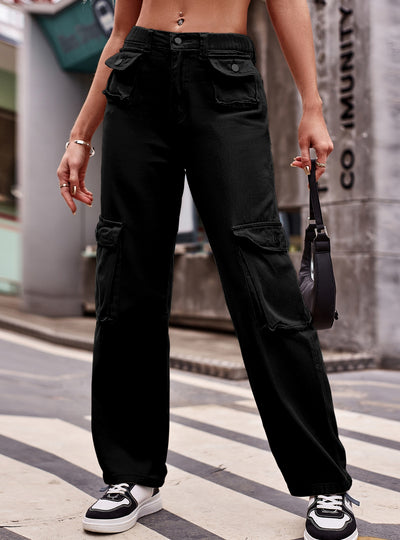 Multi-pocket Denim Overalls Pant