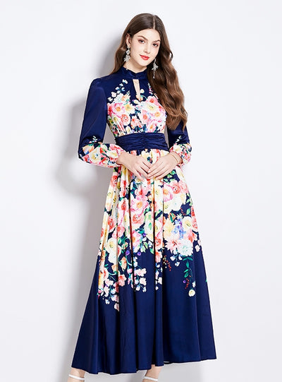 Retro Palace V-neck Long Sleeve dress