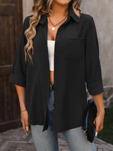 Long-sleeved Pocket Blouse Shirt