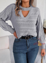 Leisure Hollow Twist Long Sleeve Sweater