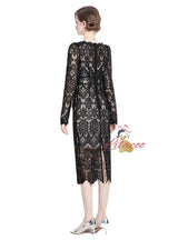 Lace V-neck Slim Mid-length Dress