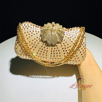 Chain Slung Rhinestone Handbag