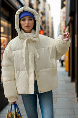 Solid Color Short Hooded Cotton-padded Jacket