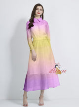 Three-piece Set Color Matching Gradient Print Dress