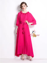 Chiffon Three-dimensional Flower Pleated Dress