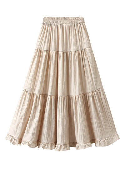 High Waist Pleated Wooden Ears Skirt