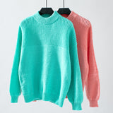 Solid Color Semi-high Neck Loose Sweater