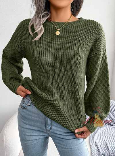 Leisure Lantern Long Sleeve Knitted Sweater