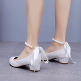 3 cm Round-headed Beaded Ribbon Shoes