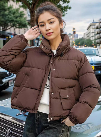 Thick Vertical Collar Loose Short Down Jacket