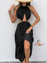 Halter Sleeveless Hollow Holiday Dress