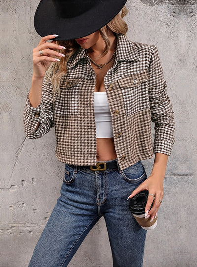 Houndstooth Autumn and Winter Short Jacket