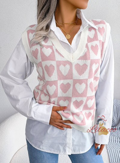 College Wind Love Knitted Sweater Vest