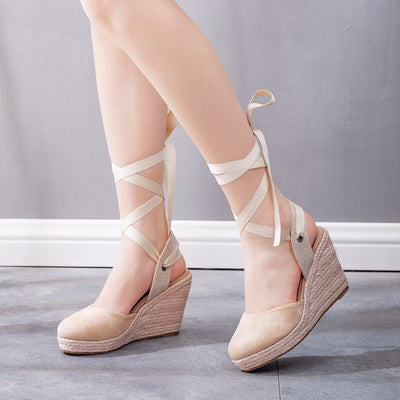 Bohemian Round Toe High Heel Sandals