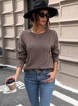 Solid Color Hollow Out Sweater