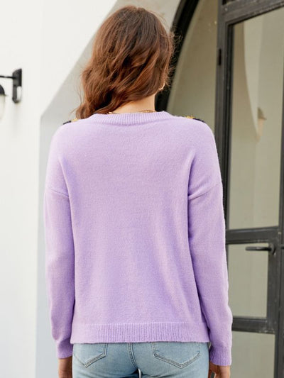 Loose Long Sleeve V-neck Knitting Sweater