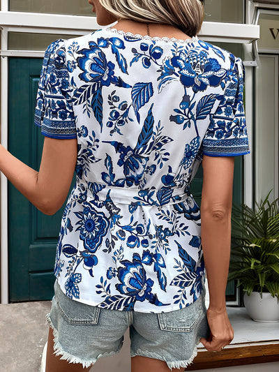 Bohemian Holiday Print Short Sleeve Shirt