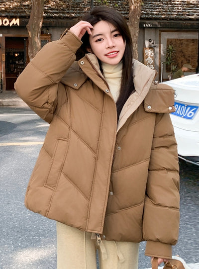 Hooded Short Cotton-padded Down Jacket