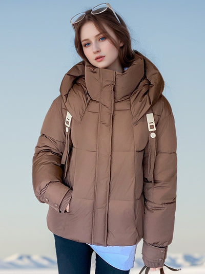 Short Loose Hooded Padded Down Coat