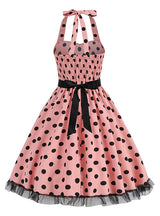 Retro Lace Stitching Polka-dot Dress