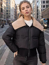 Short Lambswool Large Lapels Thickened Cotton-padded Jacket