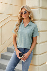 Solid Color Lapel Pocket Short Sleeve T-shirt