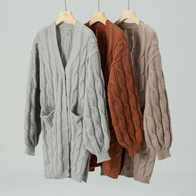 Twist Retro Loose Long Sweater Coat