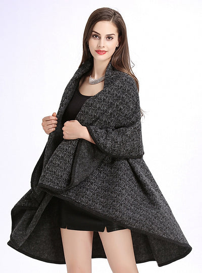 Women Knitted Cardigan Shawl Cloak