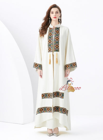 Holiday Palace Embroidered Horn Sleeves Long Dress Two-piece Set