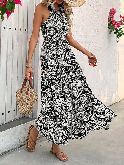 Sleeveless High Waist Halter Dress