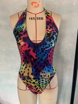 Sexy Printed Suspender Leopard Point One-piece Swimsuit