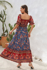 Bohemian Beach Print Holiday Long Dress