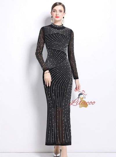 Heavy Industry Hot Drilling Slim Long-sleeved Dress