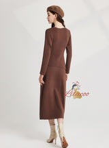 Thickened Semi-high Neck Sweater Dress