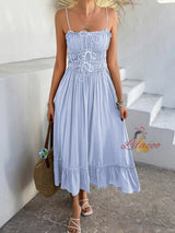 Leisure and Holiday Stitching High Waist Sling Dress