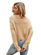 Loose Holes Long-sleeved V-neck Sweater