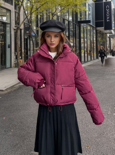 Short Stand-up Thickened Cotton-padded Jacket Coat