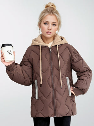 Fake Two Hooded Cotton-padded Jackets Coat