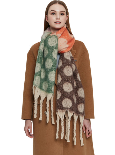 Thickened Thick Tassel Jacquard Large Polka Dot Scarf