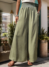 Printed High Waist Elastic Wide-leg Pants